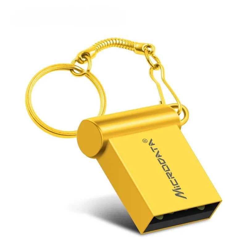 Metal USB storage disc necklace with chain accessory showing compact 10mm square design