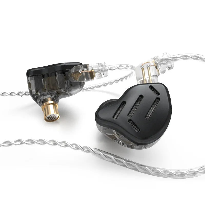 KZ ZAX black and silver blue in-ear headphones with 3.5mm L-bend plug and 1.25m cable