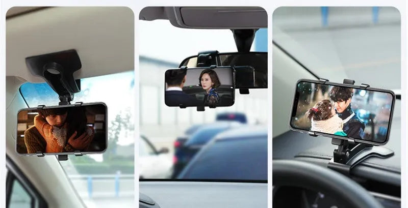 Black car phone instrument panel bracket with 4 chuck heads and 360-degree rotation for navigation mounting