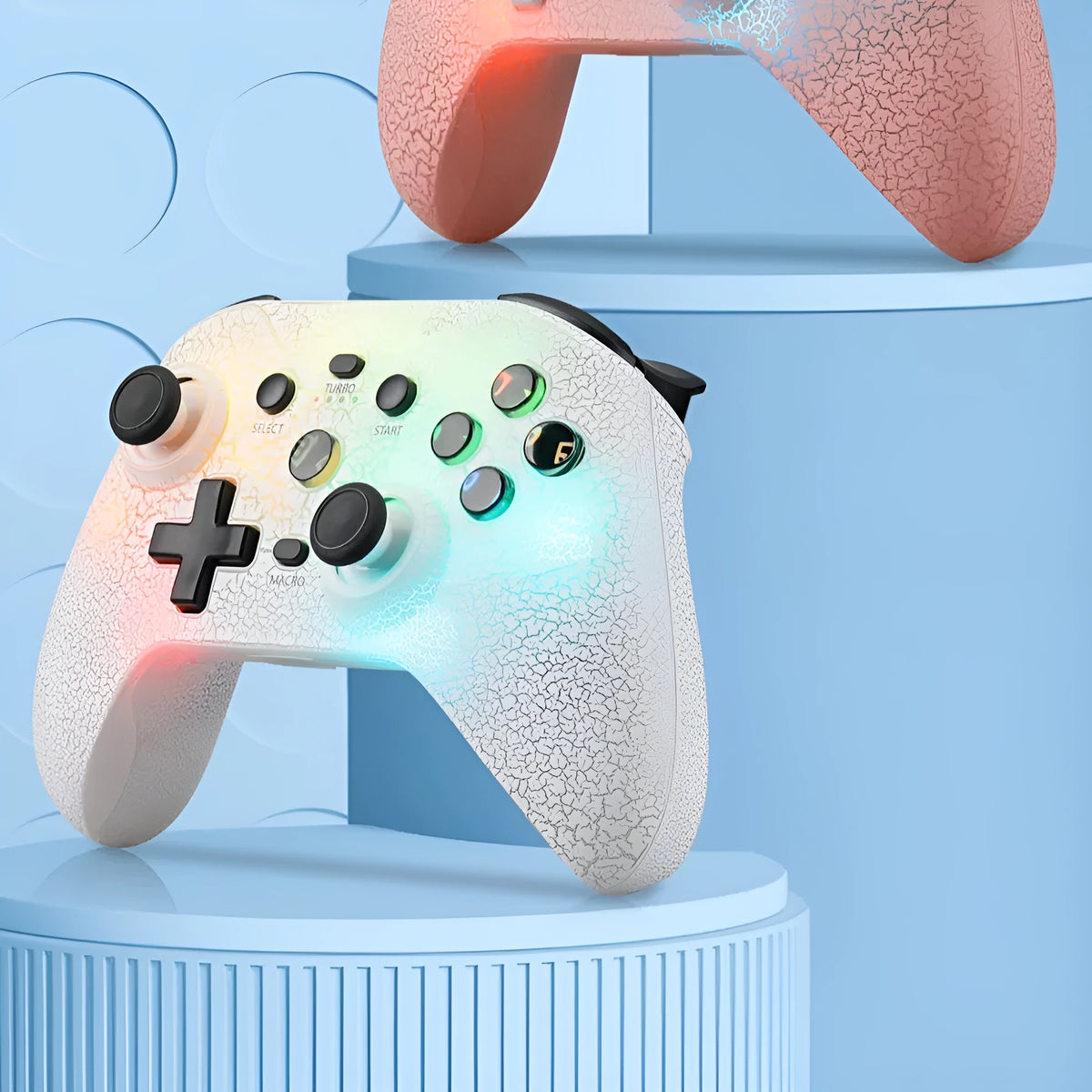 NS21 RGB lamp effect gamepad in black ABS with Type-C port on a desk