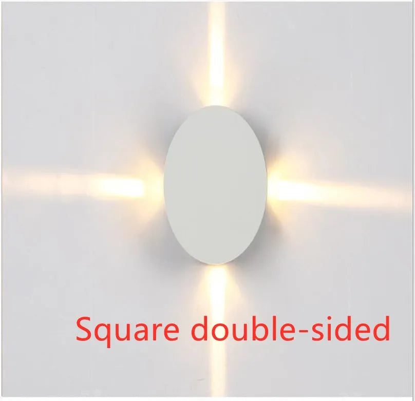 Square and round modern LED wall light with aluminium body and iron lampshade