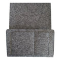 Felt bed storage bag with pocket in beige on a bed, small size 28x24cm, anti-slip organiser for mattress or sofa