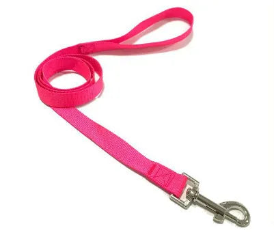 Solid colour polyester dog lead showing loop handle and single rope in one of twelve available colours.