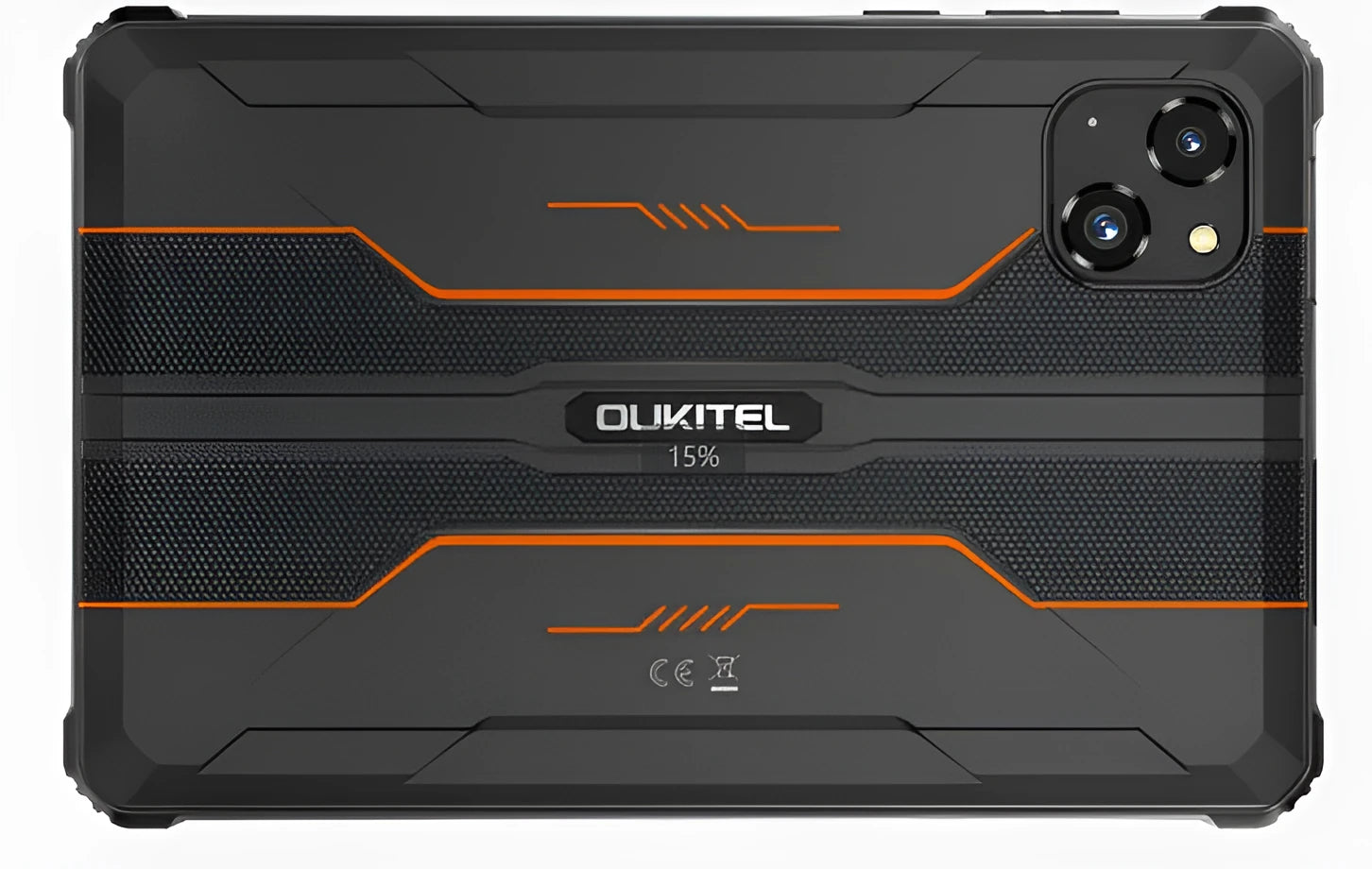 RT3 PRO mobile phone in orange, grey, or green colour with plastic casing and included charger.