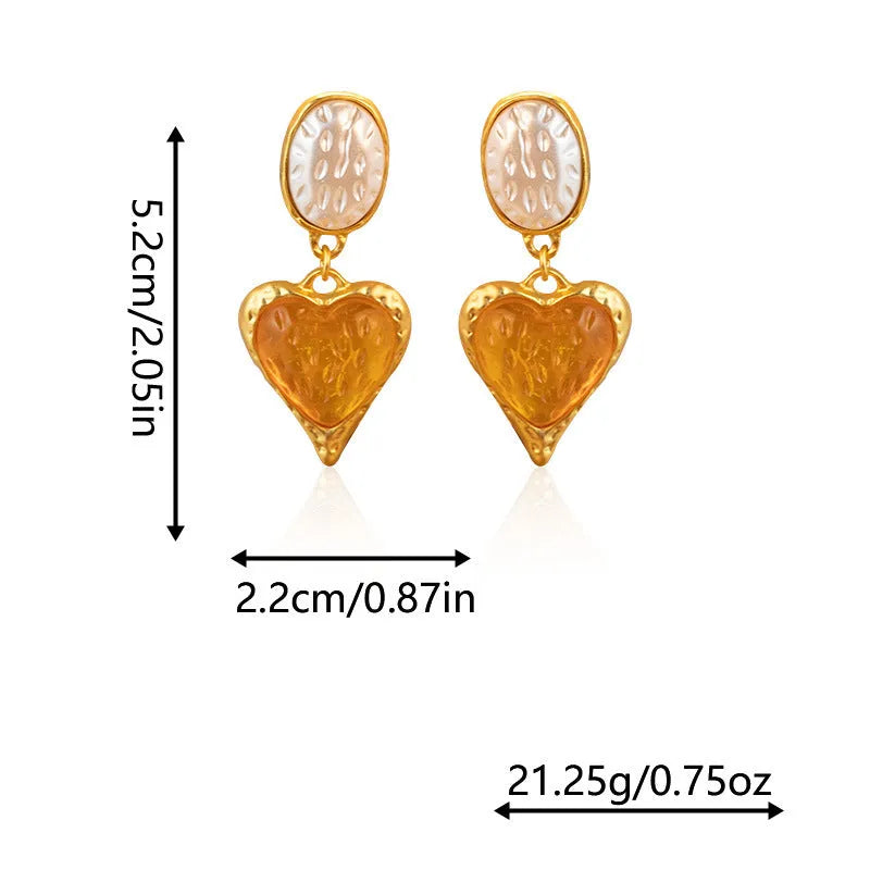 Pleated oval love heart stud earrings in purple, red, green, and yellow white colours with butterfly backs