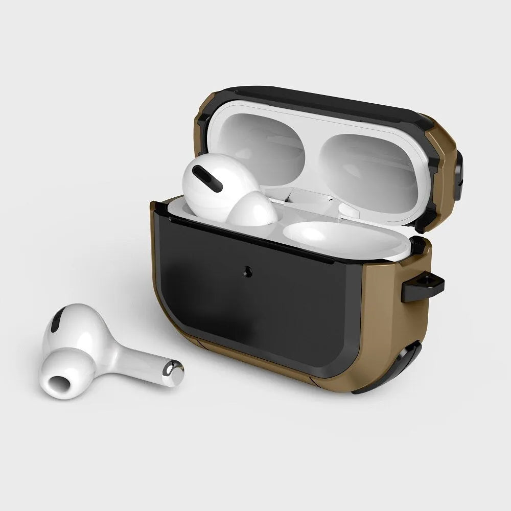 Black TPU and PC protective shell for Apple AirPods and AirPods Pro charging case and earbuds