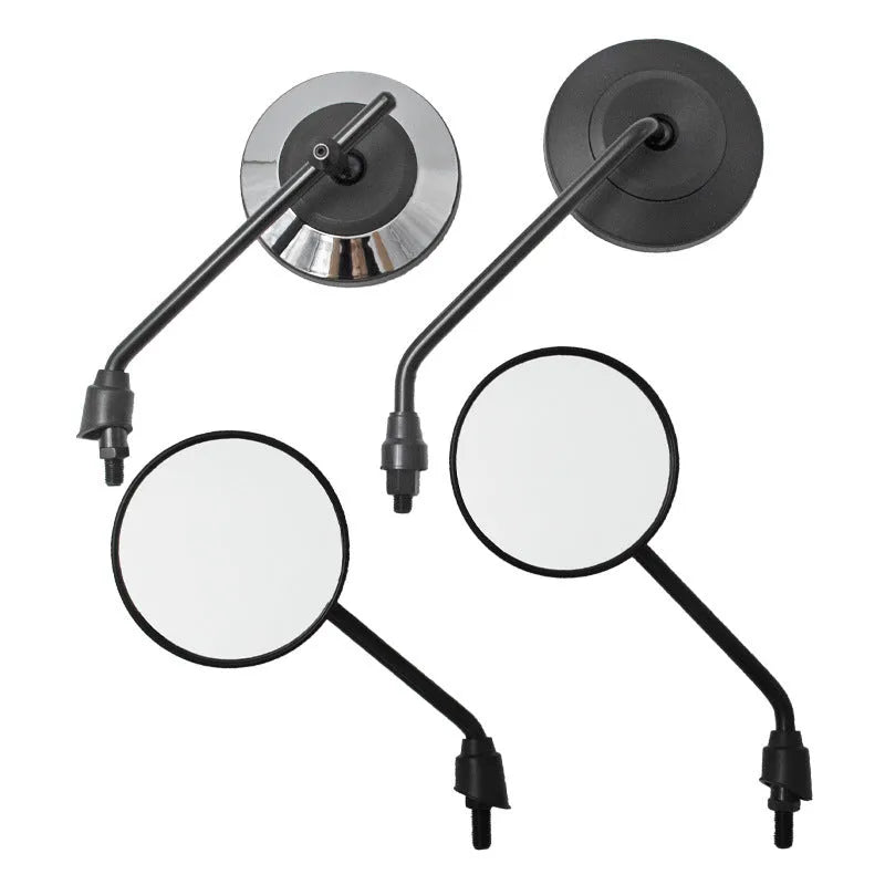 Retro motorcycle universal rearview mirror with ABS shell in black, 10mm thread