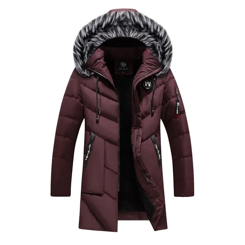 Omi men's winter jacket in black, polyester fibre, front view, sizes L to XXXL