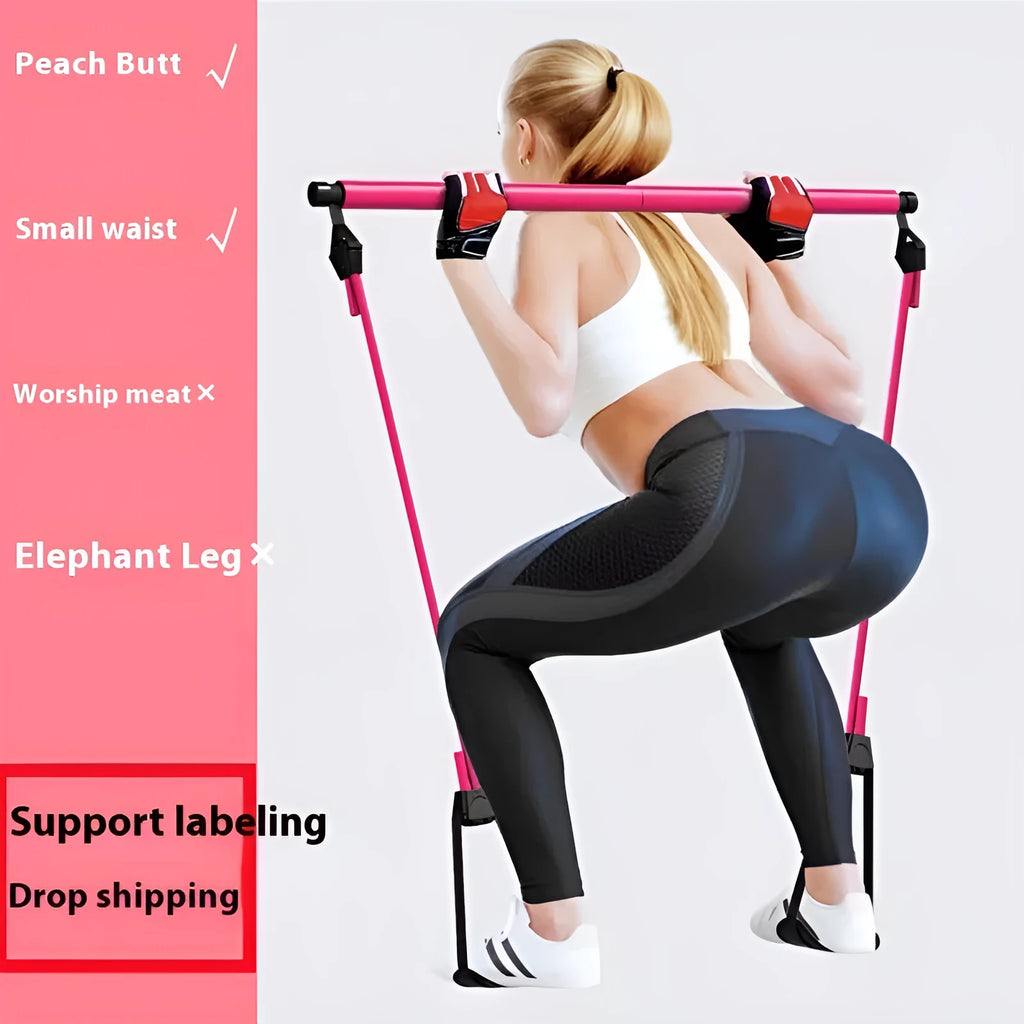Adjustable fitness pulling rope in purple, pink, blue, or black colours for hip training and yoga