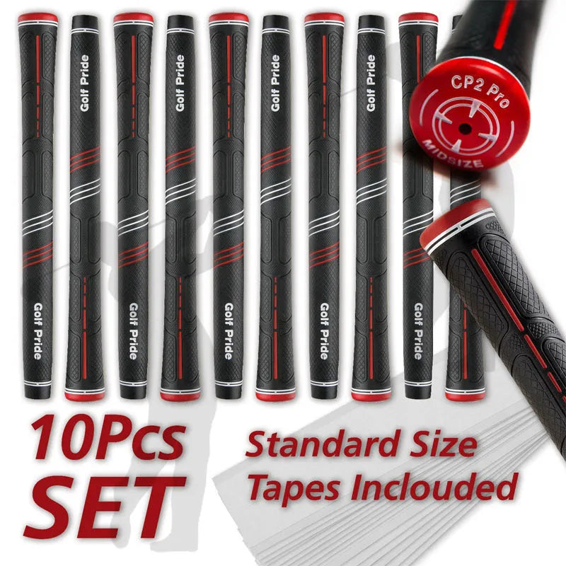 Blue PU golf grip for iron or wood clubs with non-slip surface pattern, midsize option
