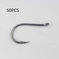Bulk pack of alloy carbon steel sea fishing hooks with crooked mouth barbed design in various sizes