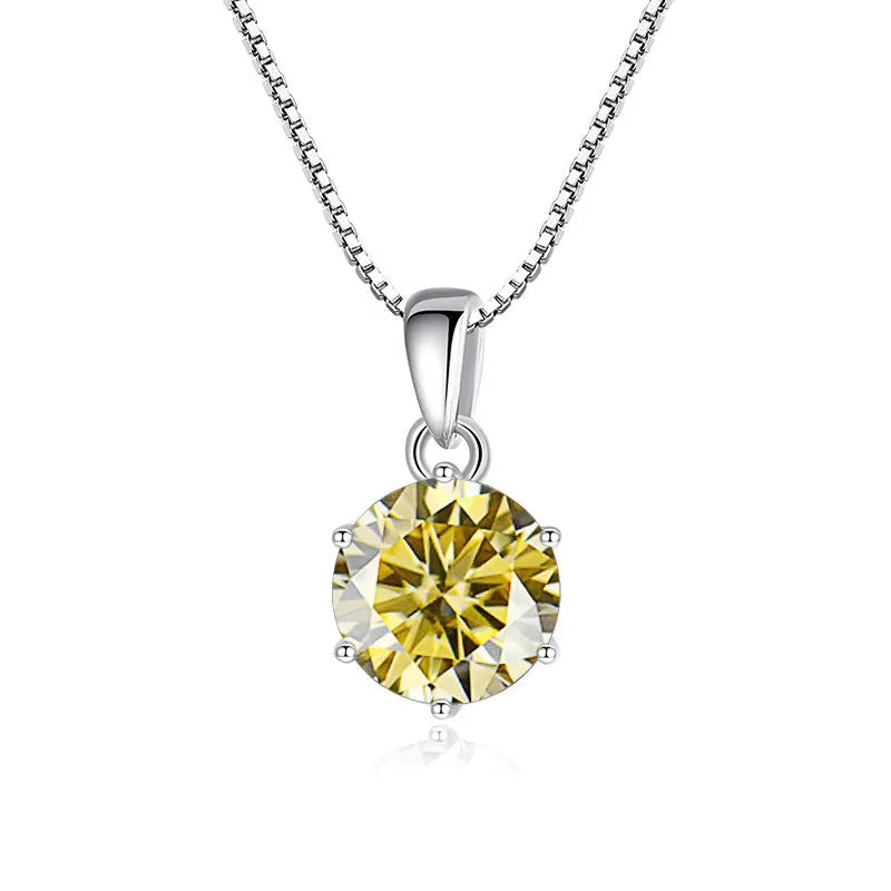 925 silver round moissanite pendant on snake chain, 1 carat 6.5mm stone, animal zodiac style