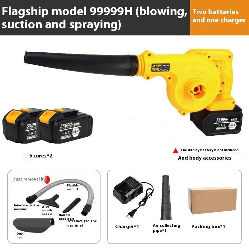 Blue lithium battery blower with 809W motor for blowing and suction dust collection