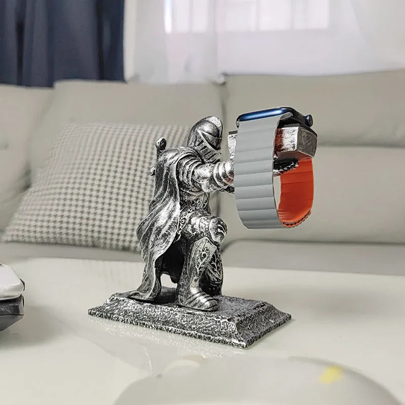 Resin half-handmade warrior smartwatch charging display stand for Apple or Huawei