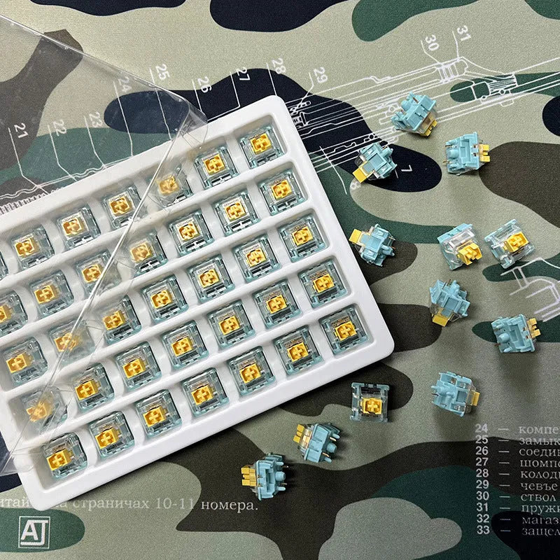 Tiger Mo Sea Salt Lemon PRO Mute linear mechanical keyboard switches set of 36 pieces