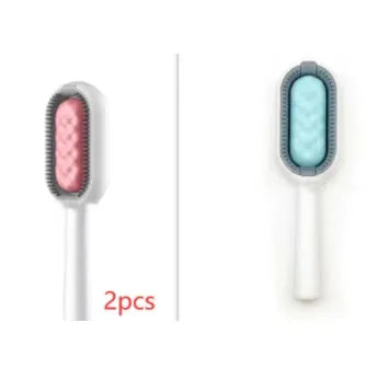 Green plastic pet hair removal comb with disposable wipes sticker for cats and dogs
