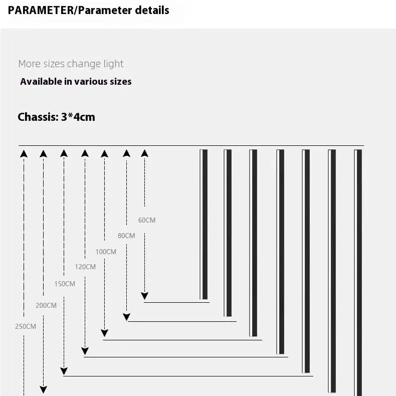 80cm long black aluminium LED wall lamp with a polycarbonate shade, showing three light colour options.