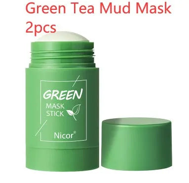 Green tea mud mask clay stick in solid paste form for deep cleansing