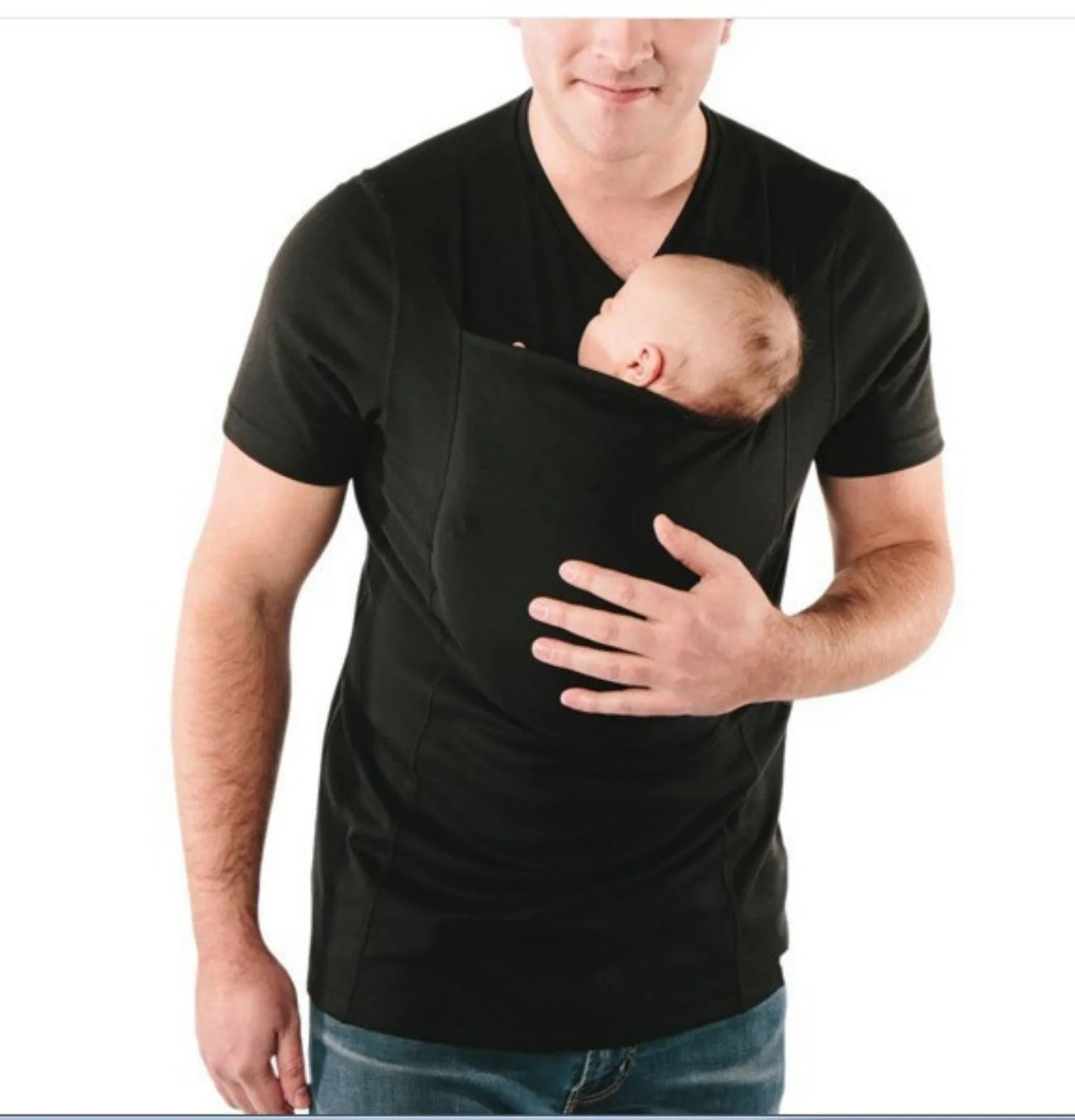 Loose fit green cotton casual top with round neck and short sleeves on a hanger.