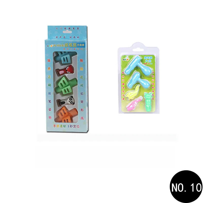 Children's soft rubber pen holder for posture correction with cartoon animal design options