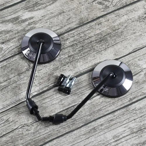 Retro motorcycle universal rearview mirror with ABS shell in black, 10mm thread