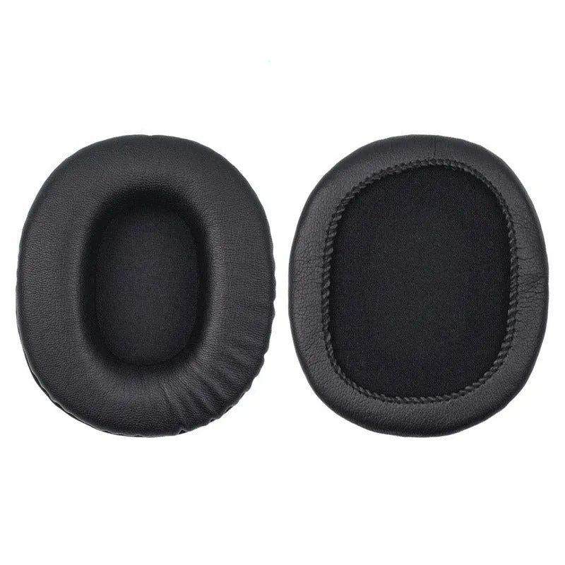 Black soft PU leather replacement covers for Sony MDR-1R headphones, two-piece set.