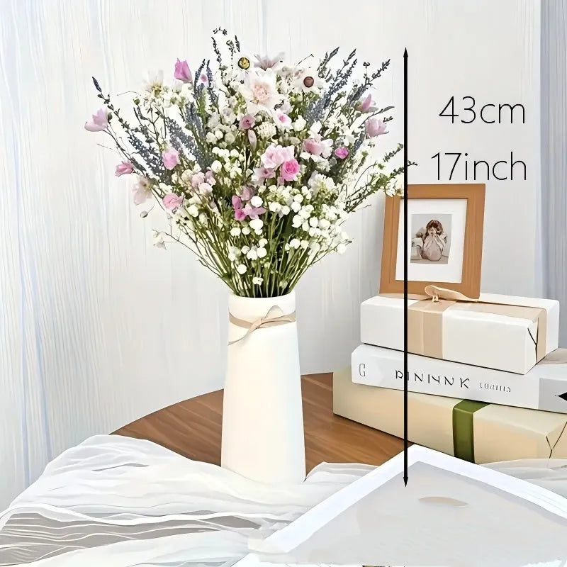 Lavender dried flowers bouquet 43cm in white colour on a table as home decor ornament