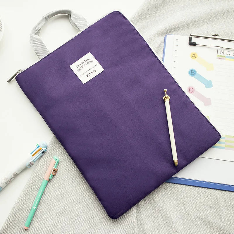 Winner large capacity A4 file package in multiple colours with zipper closure and nylon waterproof exterior
