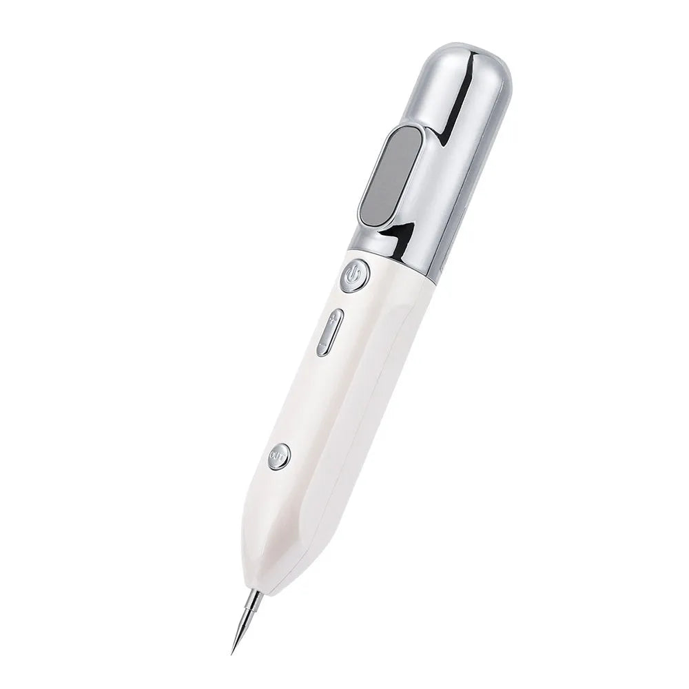 Blue light acne beauty instrument removal pen set with cooling gel and needles on a table