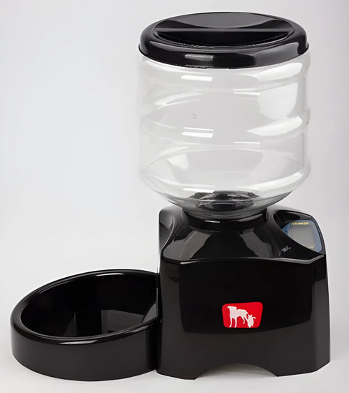 5.5L black automatic pet feeder with LCD screen and bowl for dogs and cats