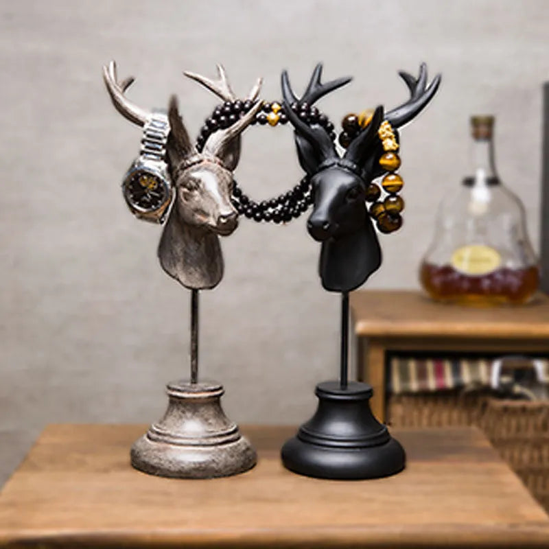 Natural resin animal modelling home decoration ornament in black white or wood colour measuring 32cm tall