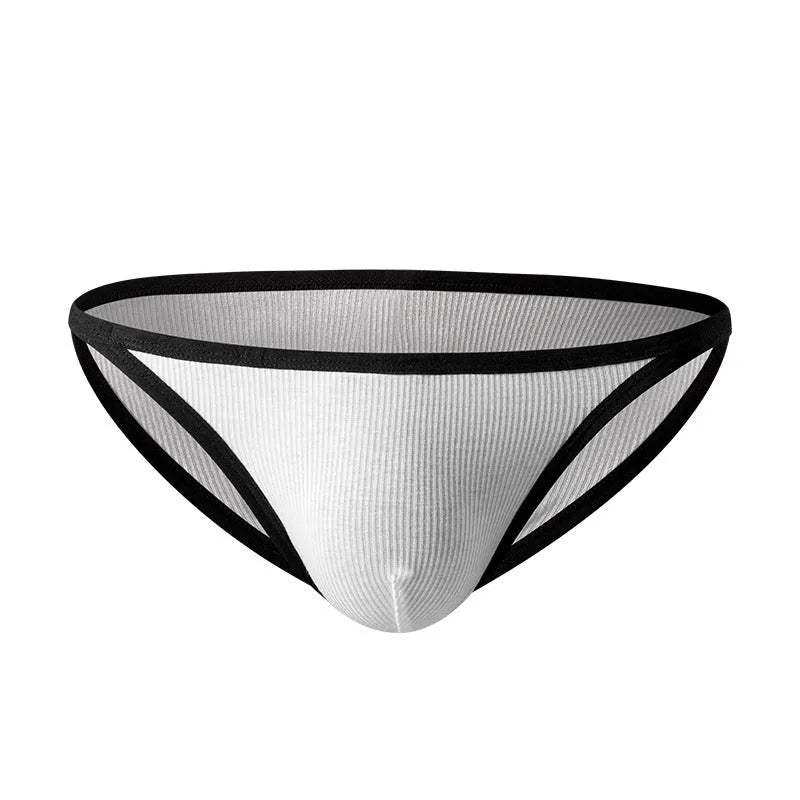 Men's low waist briefs in rib fabric with narrow edge design available in white and grey colours