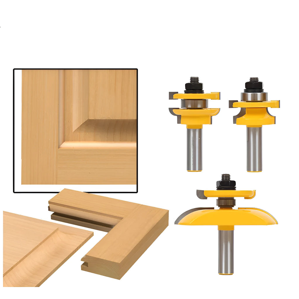3-piece hard alloy forming cutter set with 25.4mm blade length, 42mm diameter, and 12.7mm shank for woodworking