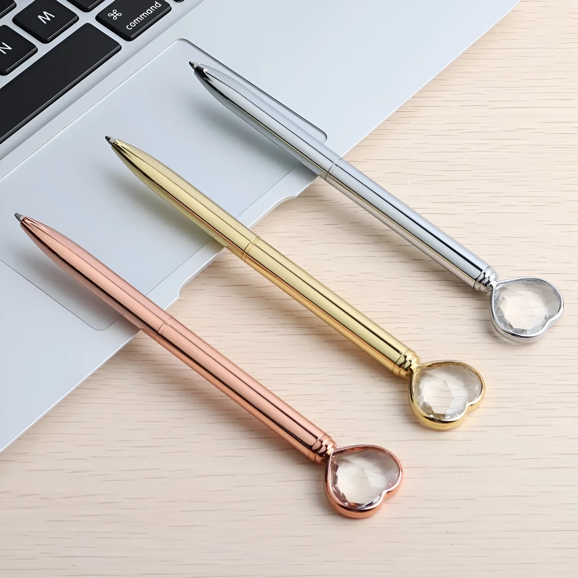 Creative crystal love ball metal pen in golden, rose gold and silver colour options