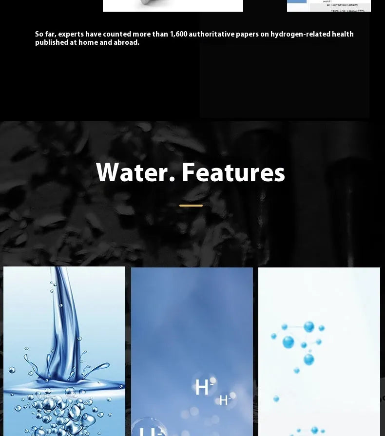 Portable hydrogen-rich cup with 300ml capacity, USB charging, platinum electrode, in multiple colours