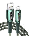 Black braided Lightning cable with intelligent power-off feature for iPhone 12 charging