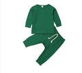 Blue cotton baby romper tracksuit set with cartoon pattern, showing top and pants.