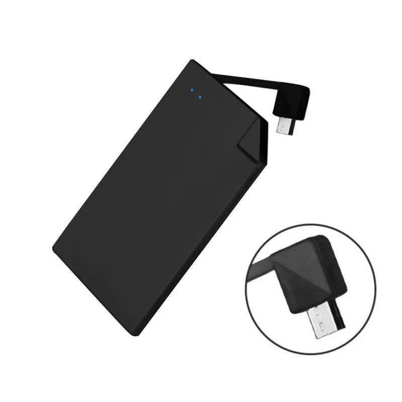 Sliver graphene battery power bank showing compact 140mm x 72mm x 4mm dimensions