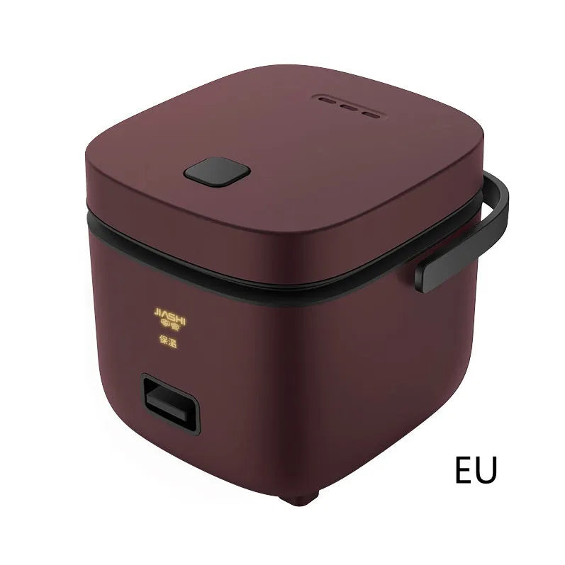 Mini rice cooker 1-2 litre 200W compact mechanical kitchen appliance in brown