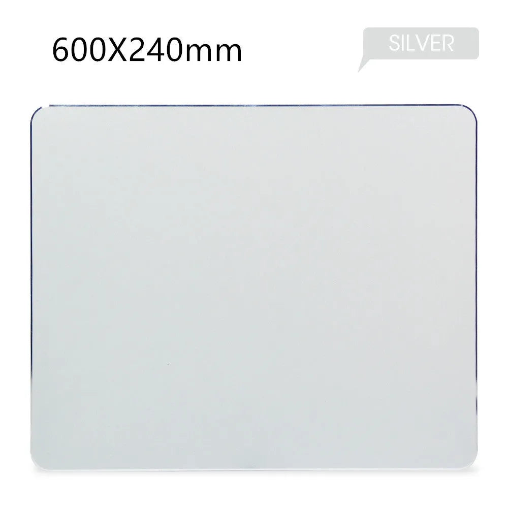Aluminium alloy double-sided mouse pad in black finish on a desk for gaming or office use