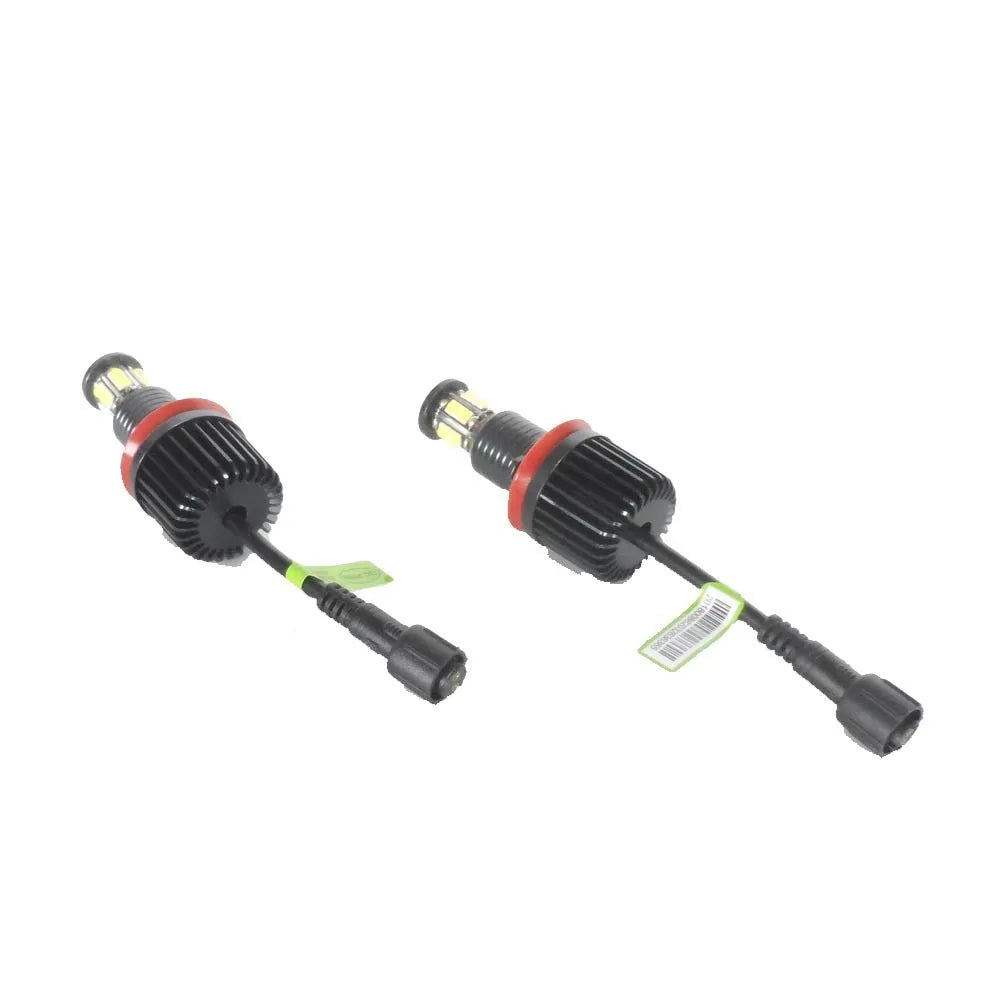 BMW LED angel eyes headlight kit showing 6-sided 12 lamp bead construction