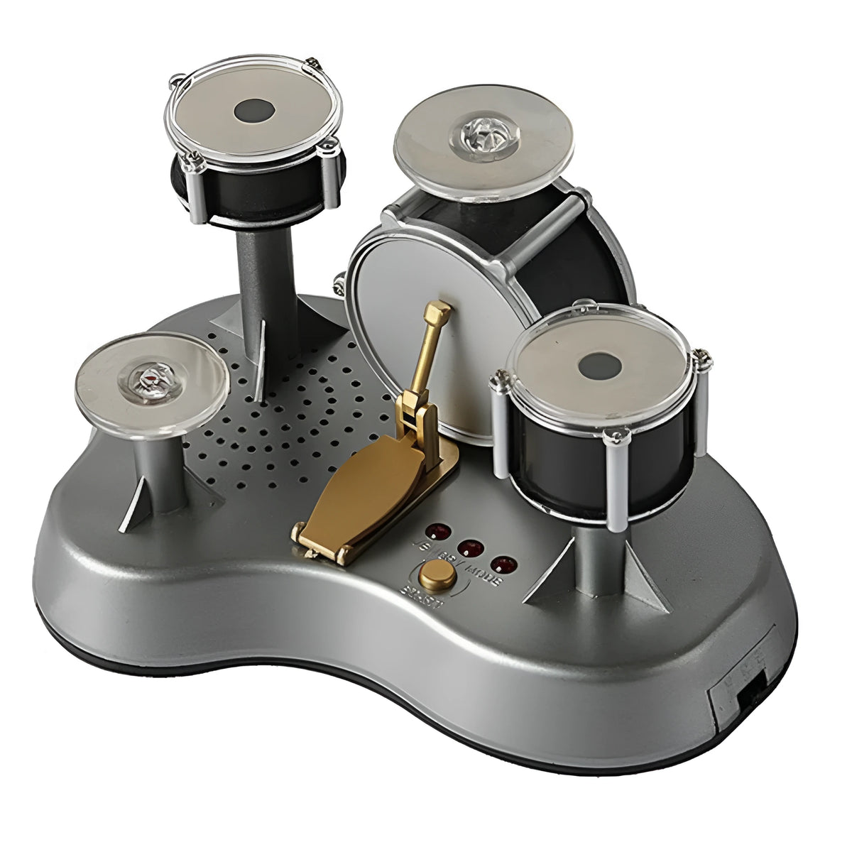 Silver creative finger touch mini drum musical toy with plastic body and finger tapping surface