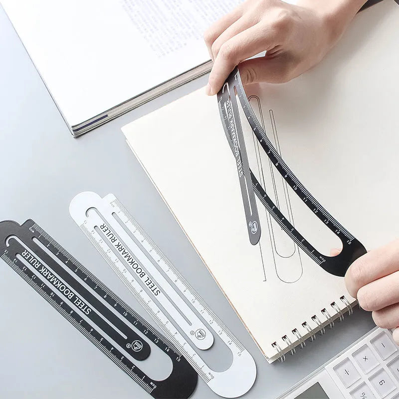 Black and white two-sided ruler 12cm made of high strength manganese steel for measuring