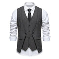 Retro fake two-piece formal vest for men, slim fit polyester, dark gray colour, front view