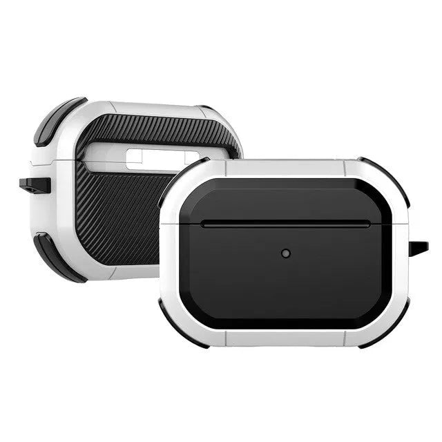 Black TPU and PC protective shell for Apple AirPods and AirPods Pro charging case and earbuds
