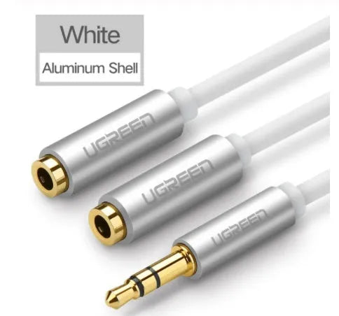 Black 20cm long 3.5mm earphone cable with gold-plated connectors and a 3mm thick TPE sheath.