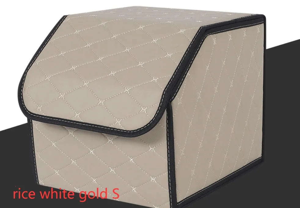 Leather car organiser storage box in Black, size Large 30x30x55cm on car back seat