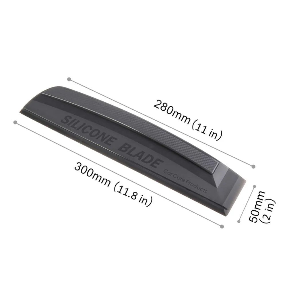 One-piece black silicone car wash wiper with flexible handle, model DM-094, 33.5 cm long