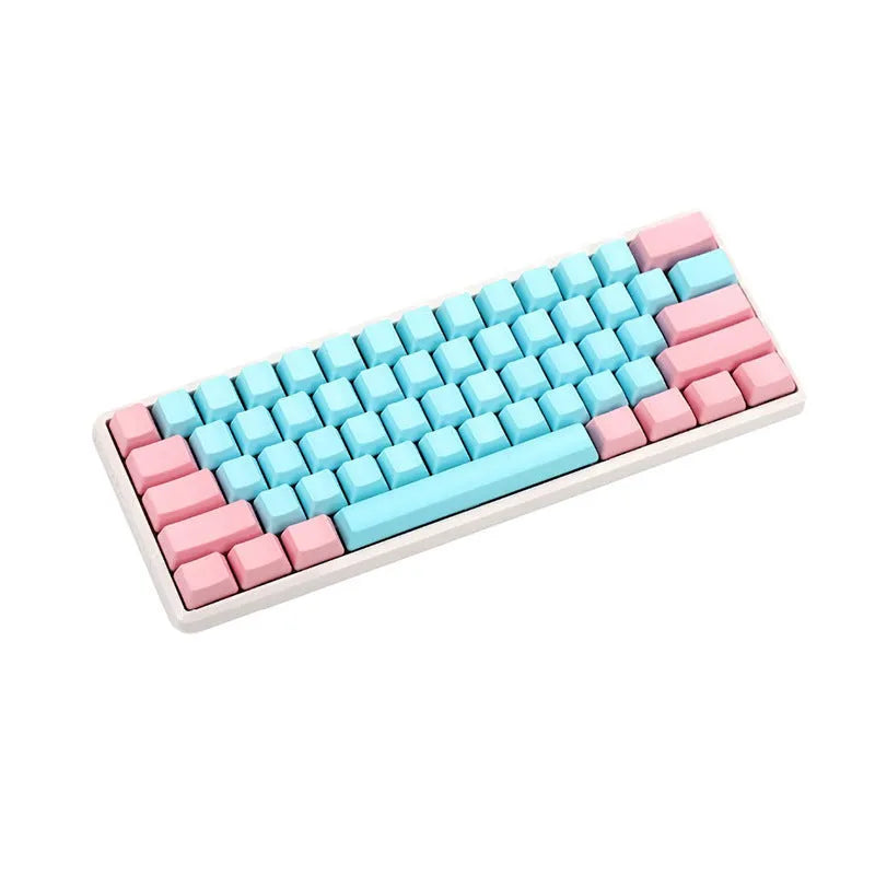 Pink PBT mechanical keyboard keycap set showing side engraving and opaque construction