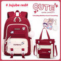 Girls' pink waterproof Oxford cloth school backpack with curved shoulder straps.